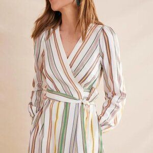 Boden Striped Maxi Wrap Dress Sz 12P Multi color